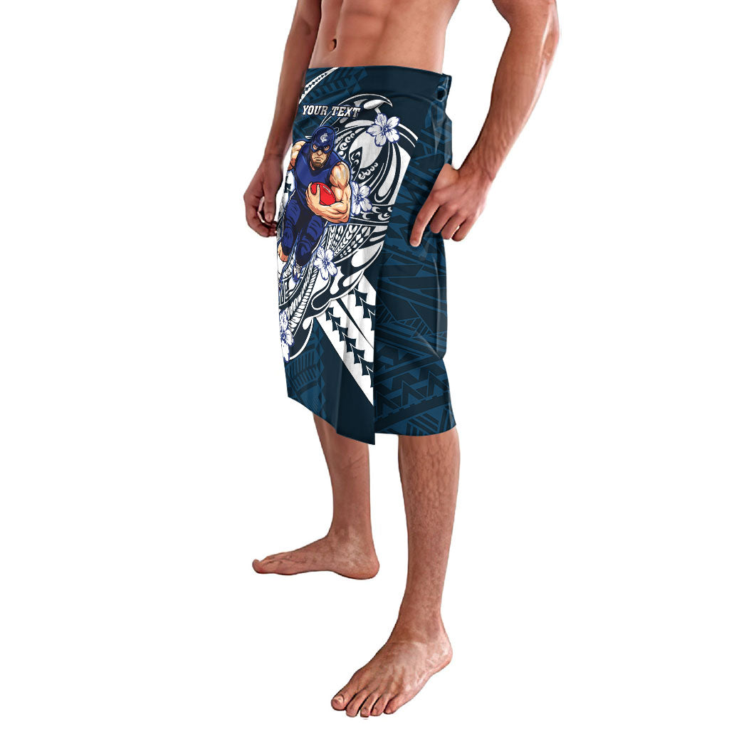 Personalized Carlton Blues Lavalava Polynesian Tribal Baggers Mascot With Hibiscus Floral Art