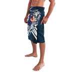 Personalized Carlton Blues Lavalava Polynesian Tribal Baggers Mascot With Hibiscus Floral Art