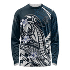 Personalized Carlton Blues Long Sleeve Shirt Polynesian Tribal Baggers Mascot With Hibiscus Floral Art