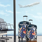 Personalized Carlton Blues Luggage Cover Polynesian Tribal Baggers Mascot With Hibiscus Floral Art