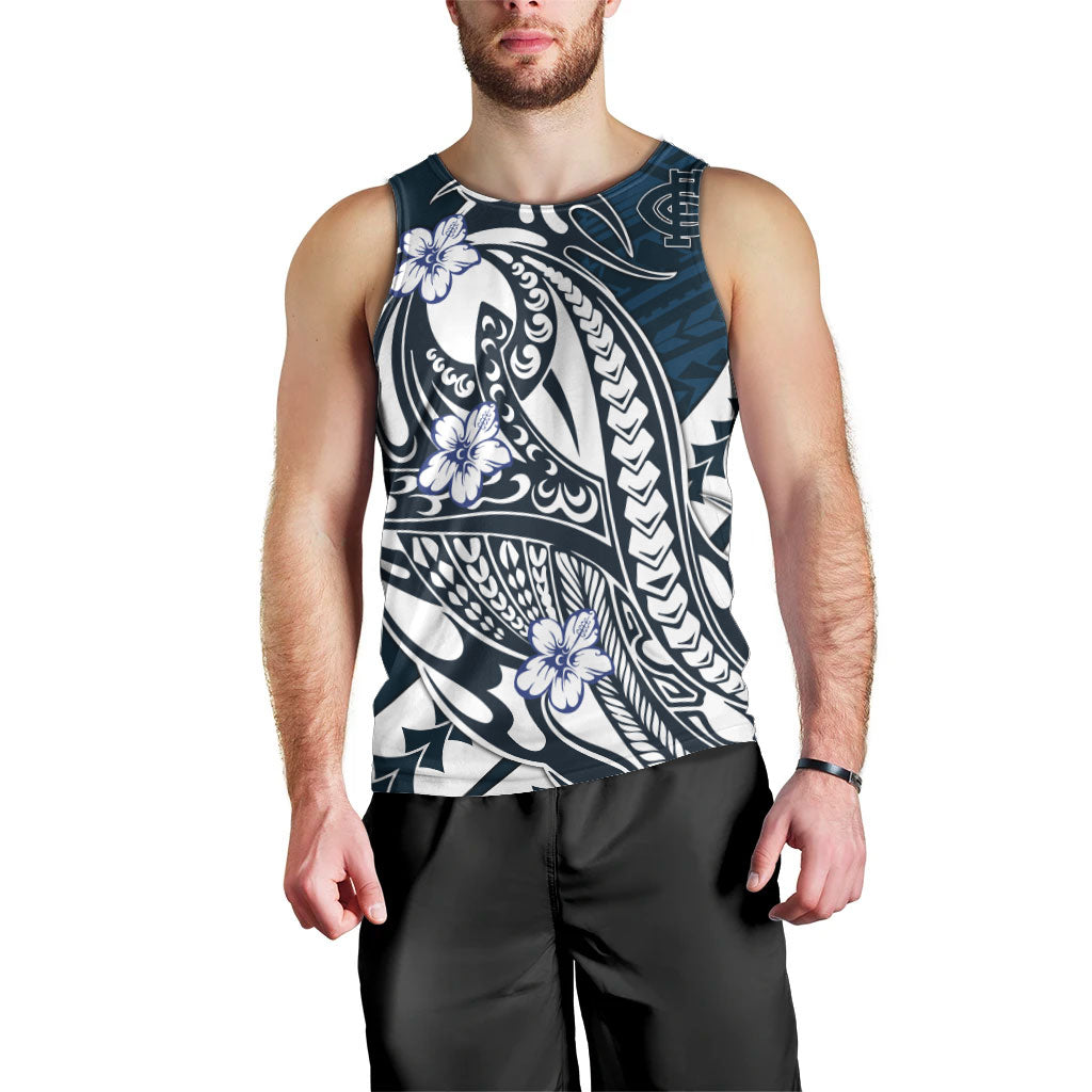 Personalized Carlton Blues Men Tank Top Polynesian Tribal Baggers Mascot With Hibiscus Floral Art