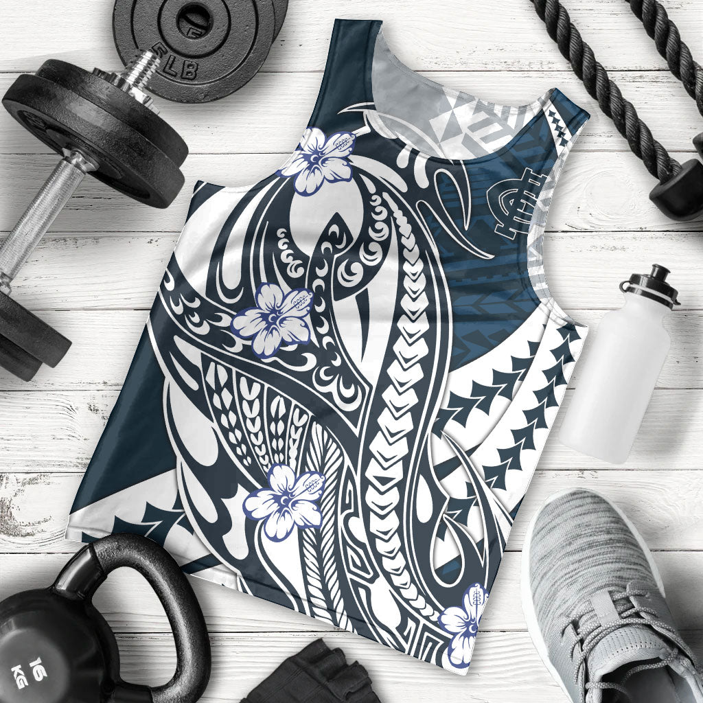 Personalized Carlton Blues Men Tank Top Polynesian Tribal Baggers Mascot With Hibiscus Floral Art