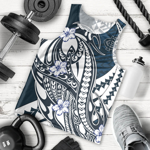 Personalized Carlton Blues Men Tank Top Polynesian Tribal Baggers Mascot With Hibiscus Floral Art