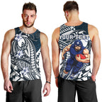 Personalized Carlton Blues Men Tank Top Polynesian Tribal Baggers Mascot With Hibiscus Floral Art