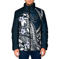 Personalized Carlton Blues Padded Jacket Polynesian Tribal Baggers Mascot With Hibiscus Floral Art