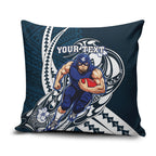 Personalized Carlton Blues Pillow Cover Polynesian Tribal Baggers Mascot With Hibiscus Floral Art