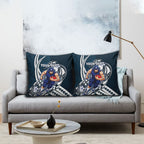 Personalized Carlton Blues Pillow Cover Polynesian Tribal Baggers Mascot With Hibiscus Floral Art