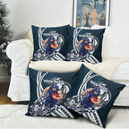 Personalized Carlton Blues Pillow Cover Polynesian Tribal Baggers Mascot With Hibiscus Floral Art