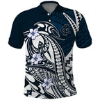 Personalized Carlton Blues Polo Shirt Polynesian Tribal Baggers Mascot With Hibiscus Floral Art