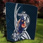 Personalized Carlton Blues Quilt Polynesian Tribal Baggers Mascot With Hibiscus Floral Art