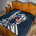 Personalized Carlton Blues Quilt Polynesian Tribal Baggers Mascot With Hibiscus Floral Art