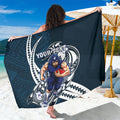 Personalized Carlton Blues Sarong Polynesian Tribal Baggers Mascot With Hibiscus Floral Art