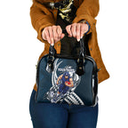 Personalized Carlton Blues Shoulder Handbag Polynesian Tribal Baggers Mascot With Hibiscus Floral Art