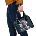 Personalized Carlton Blues Shoulder Handbag Polynesian Tribal Baggers Mascot With Hibiscus Floral Art