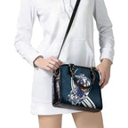 Personalized Carlton Blues Shoulder Handbag Polynesian Tribal Baggers Mascot With Hibiscus Floral Art