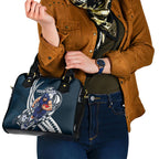 Personalized Carlton Blues Shoulder Handbag Polynesian Tribal Baggers Mascot With Hibiscus Floral Art