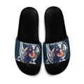 Personalized Carlton Blues Slide Sandals Polynesian Tribal Baggers Mascot With Hibiscus Floral Art