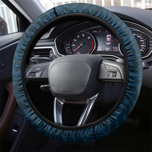 Carlton Blues Steering Wheel Cover Polynesian Tribal Baggers Mascot With Hibiscus Floral Art