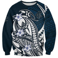 Personalized Carlton Blues Sweatshirt Polynesian Tribal Baggers Mascot With Hibiscus Floral Art