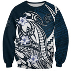 Personalized Carlton Blues Sweatshirt Polynesian Tribal Baggers Mascot With Hibiscus Floral Art