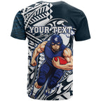 Personalized Carlton Blues T Shirt Polynesian Tribal Baggers Mascot With Hibiscus Floral Art