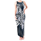 Personalized Carlton Blues Tank Maxi Dress Polynesian Tribal Baggers Mascot With Hibiscus Floral Art