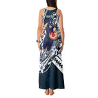 Personalized Carlton Blues Tank Maxi Dress Polynesian Tribal Baggers Mascot With Hibiscus Floral Art