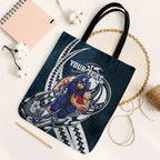 Personalized Carlton Blues Tote Bag Polynesian Tribal Baggers Mascot With Hibiscus Floral Art