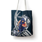 Personalized Carlton Blues Tote Bag Polynesian Tribal Baggers Mascot With Hibiscus Floral Art