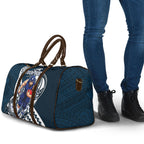 Personalized Carlton Blues Travel Bag Polynesian Tribal Baggers Mascot With Hibiscus Floral Art