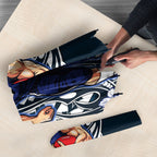 Personalized Carlton Blues Umbrella Polynesian Tribal Baggers Mascot With Hibiscus Floral Art