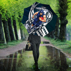 Personalized Carlton Blues Umbrella Polynesian Tribal Baggers Mascot With Hibiscus Floral Art