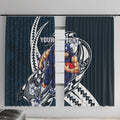 Personalized Carlton Blues Window Curtain Polynesian Tribal Baggers Mascot With Hibiscus Floral Art