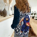 Personalized Carlton Blues Women Casual Shirt Polynesian Tribal Baggers Mascot With Hibiscus Floral Art
