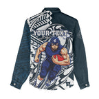 Personalized Carlton Blues Women Casual Shirt Polynesian Tribal Baggers Mascot With Hibiscus Floral Art