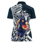 Personalized Carlton Blues Women Polo Shirt Polynesian Tribal Baggers Mascot With Hibiscus Floral Art