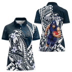 Personalized Carlton Blues Women Polo Shirt Polynesian Tribal Baggers Mascot With Hibiscus Floral Art