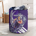 Personalized Fremantle Dockers Laundry Basket Polynesian Tribal Freo Mascot With Hibiscus Floral Art