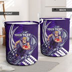 Personalized Fremantle Dockers Laundry Basket Polynesian Tribal Freo Mascot With Hibiscus Floral Art