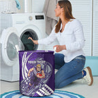 Personalized Fremantle Dockers Laundry Basket Polynesian Tribal Freo Mascot With Hibiscus Floral Art
