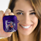 Personalized Fremantle Dockers AirPods Case Polynesian Tribal Freo Mascot With Hibiscus Floral Art