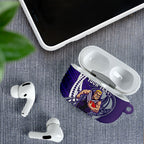 Personalized Fremantle Dockers AirPods Case Polynesian Tribal Freo Mascot With Hibiscus Floral Art