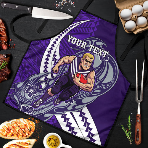 Personalized Fremantle Dockers Apron Polynesian Tribal Freo Mascot With Hibiscus Floral Art