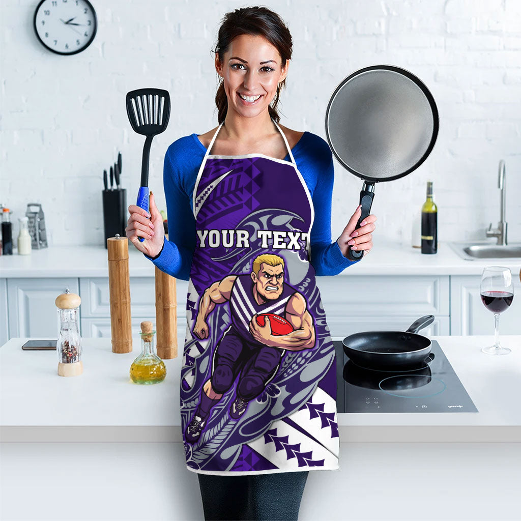 Personalized Fremantle Dockers Apron Polynesian Tribal Freo Mascot With Hibiscus Floral Art