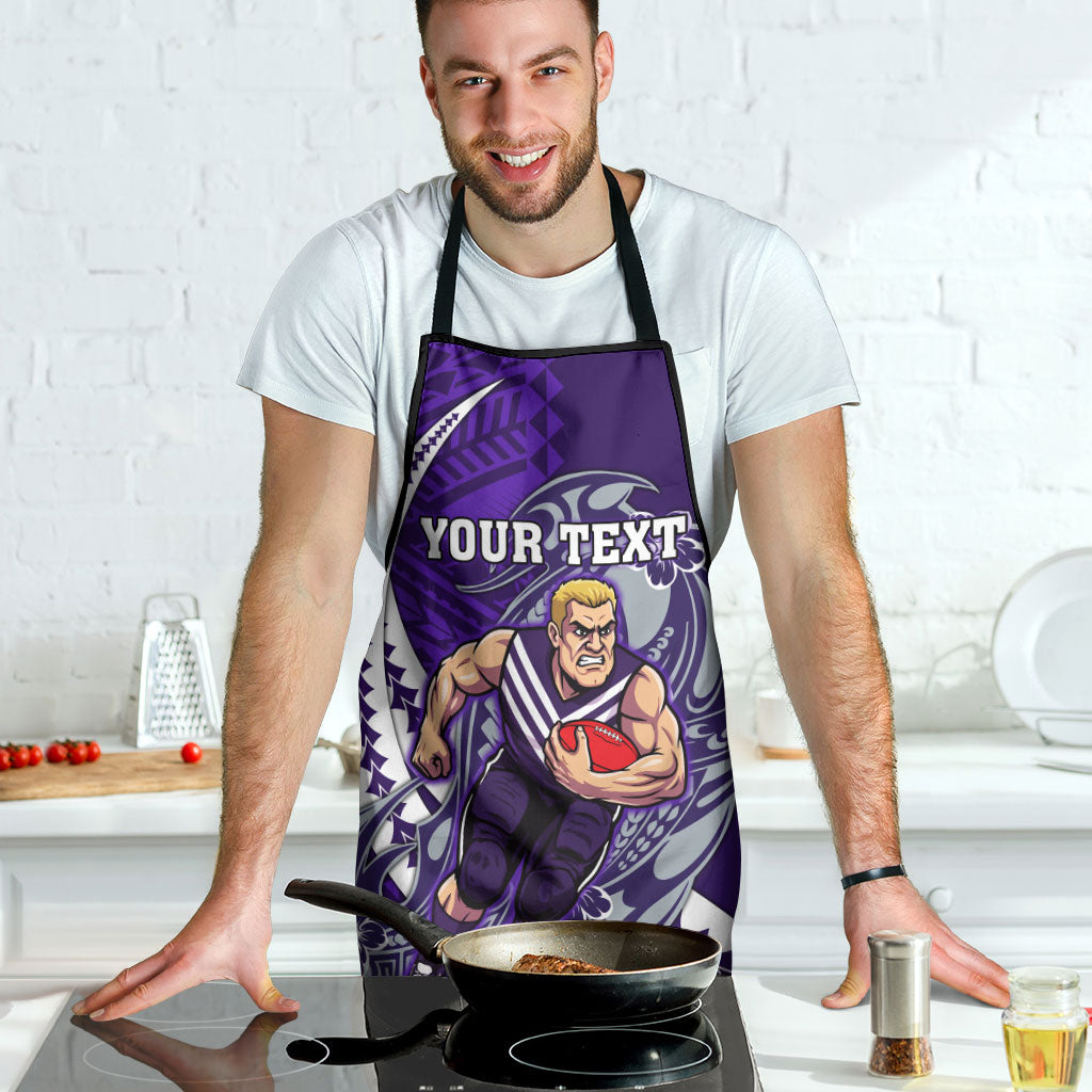 Personalized Fremantle Dockers Apron Polynesian Tribal Freo Mascot With Hibiscus Floral Art