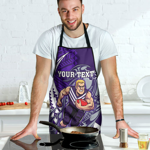 Personalized Fremantle Dockers Apron Polynesian Tribal Freo Mascot With Hibiscus Floral Art