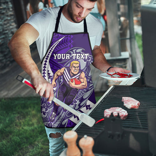 Personalized Fremantle Dockers Apron Polynesian Tribal Freo Mascot With Hibiscus Floral Art