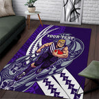 Personalized Fremantle Dockers Area Rug Polynesian Tribal Freo Mascot With Hibiscus Floral Art