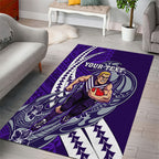 Personalized Fremantle Dockers Area Rug Polynesian Tribal Freo Mascot With Hibiscus Floral Art