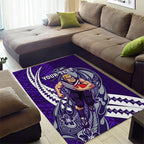 Personalized Fremantle Dockers Area Rug Polynesian Tribal Freo Mascot With Hibiscus Floral Art